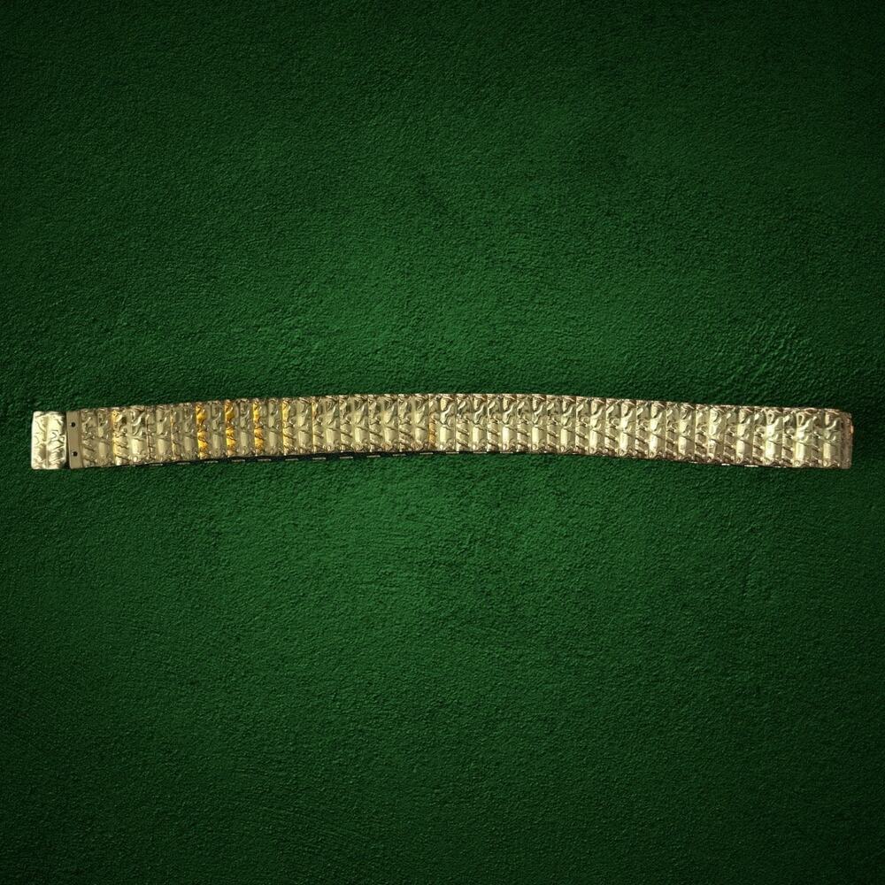 Vintage Gold Tone Hammered Metal Stretch Belt 34” Made in USA Wide Statement
